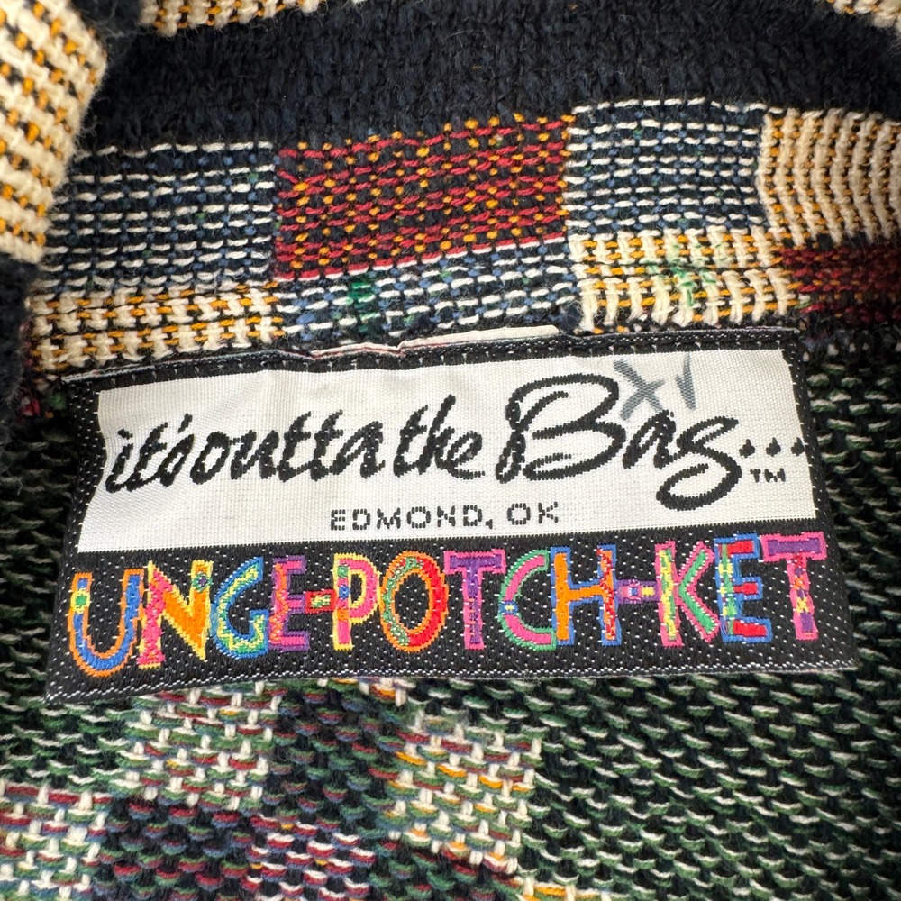 VTG! Its Outta The Bag Unge Potch Ket Tapestry Navajo Southwest Jacket M USA - Picture 3 of 15
